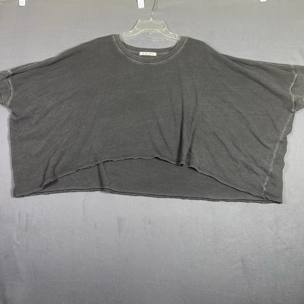 Free People Next Level Tee Women Large Black Gray Oversized Dolman Knit T-Shirt